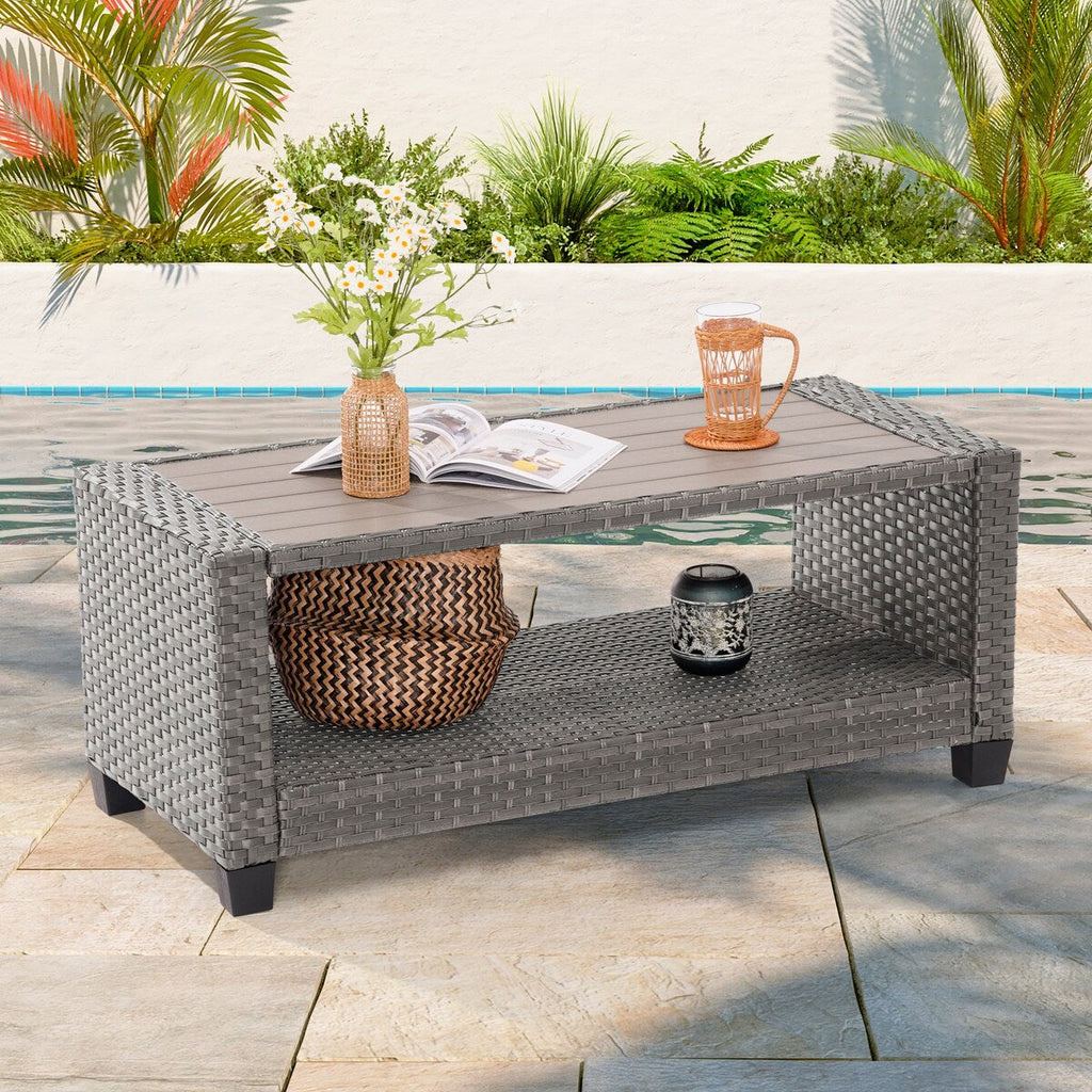 Ensemble de 6 canapés d'extérieur en rotin gris LIVOOSUN avec table basse