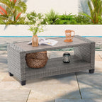 Ensemble de 6 canapés d'extérieur en rotin gris LIVOOSUN avec table basse