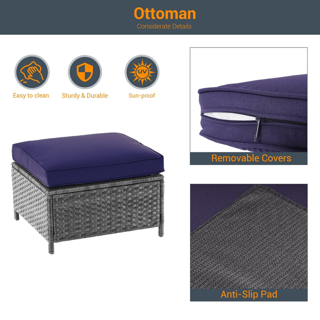 Ensemble de 6 canapés d'extérieur en rotin gris LIVOOSUN avec table basse