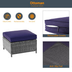 Ensemble de 6 canapés d'extérieur en rotin gris LIVOOSUN avec table basse