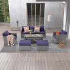 Ensemble de 6 canapés d'extérieur en rotin gris LIVOOSUN avec table basse