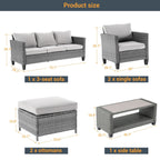 Ensemble de 6 canapés d'extérieur en rotin gris LIVOOSUN avec table basse