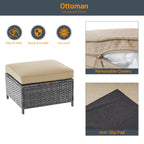 Ensemble de 6 canapés d'extérieur en rotin gris LIVOOSUN avec table basse