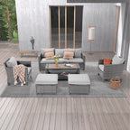 Ensemble de 6 canapés d'extérieur en rotin gris LIVOOSUN avec table basse