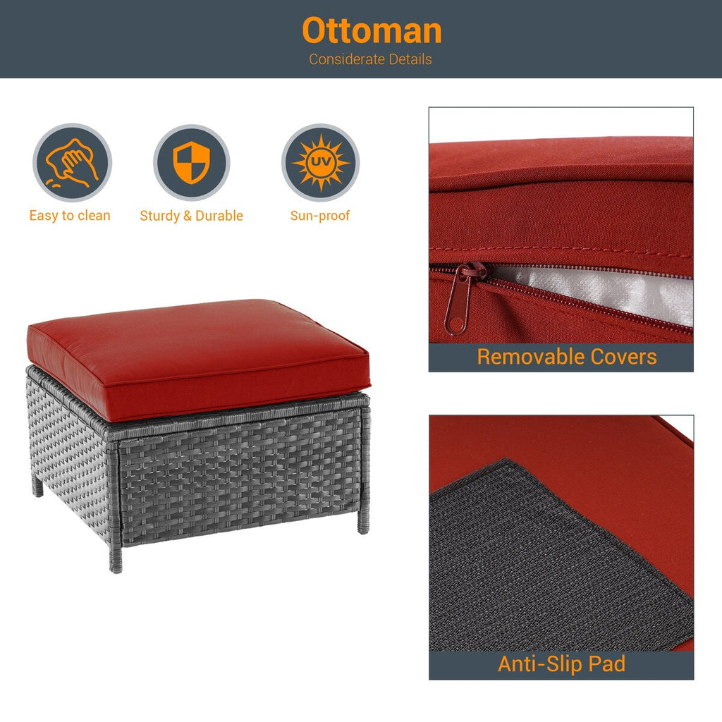 Ensemble de 6 canapés d'extérieur en rotin gris LIVOOSUN avec table basse