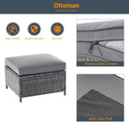 Ensemble de 6 canapés d'extérieur en rotin gris LIVOOSUN avec table basse