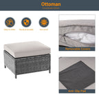 Ensemble de 6 canapés d'extérieur en rotin gris LIVOOSUN avec table basse