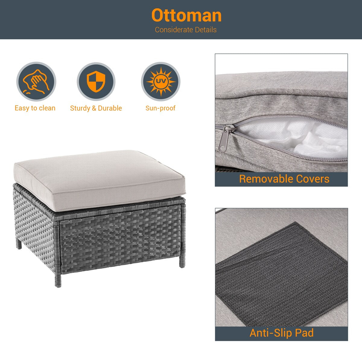 Ensemble de 6 canapés d'extérieur en rotin gris LIVOOSUN avec table basse