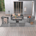 Ensemble de 6 canapés d'extérieur en rotin gris LIVOOSUN avec table basse
