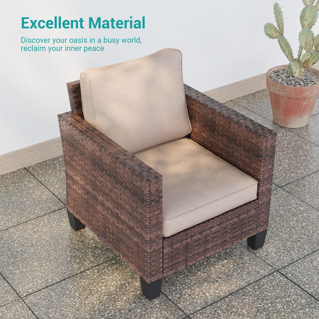 Ensemble de 8 fauteuils à bascule pivotants et sectionnels en osier marron LIVOOSUN