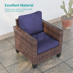 Ensemble de 8 fauteuils à bascule pivotants et sectionnels en osier marron LIVOOSUN