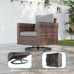 Ensemble de 8 fauteuils à bascule pivotants et sectionnels en osier marron LIVOOSUN