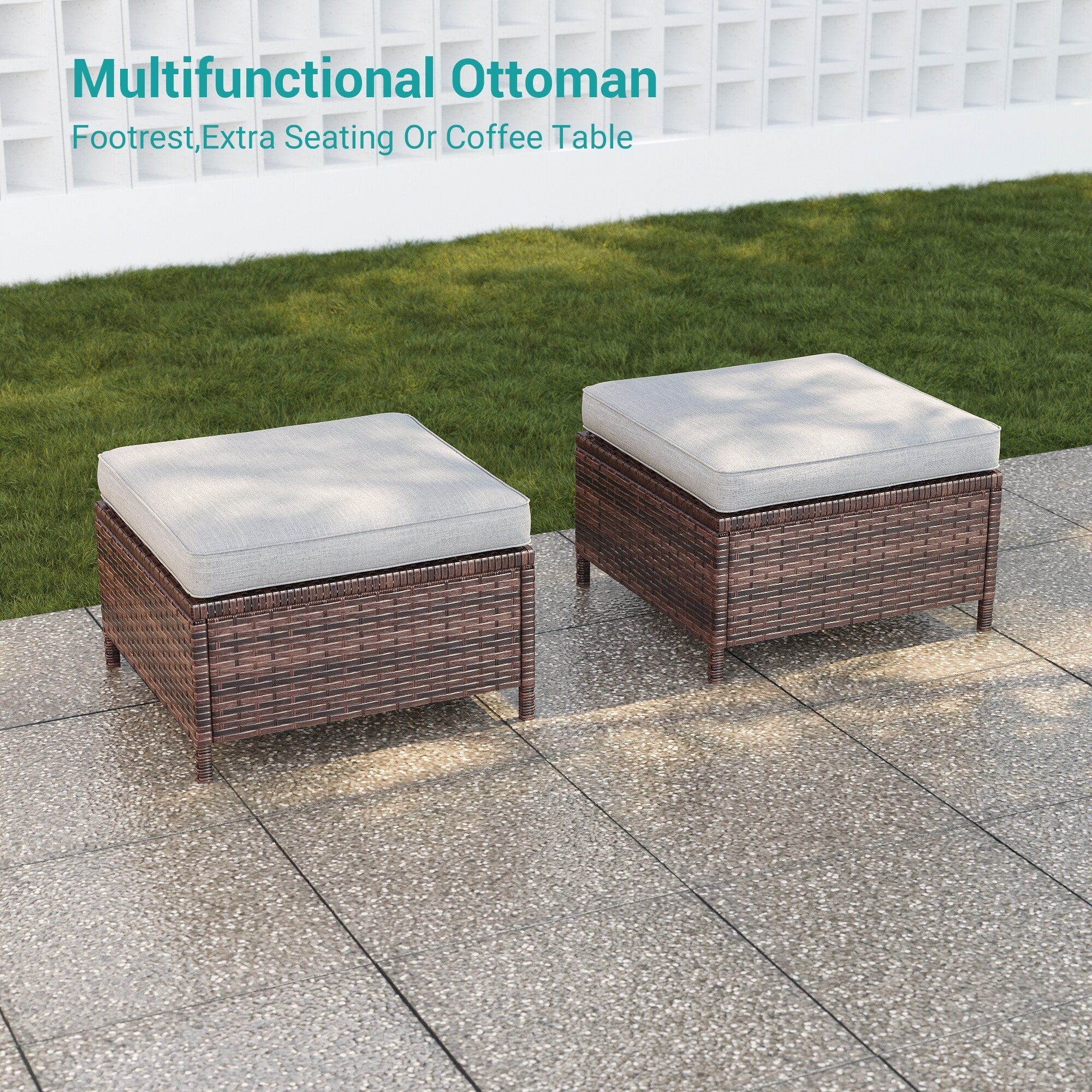 Ensemble de 8 fauteuils à bascule pivotants et sectionnels en osier marron LIVOOSUN