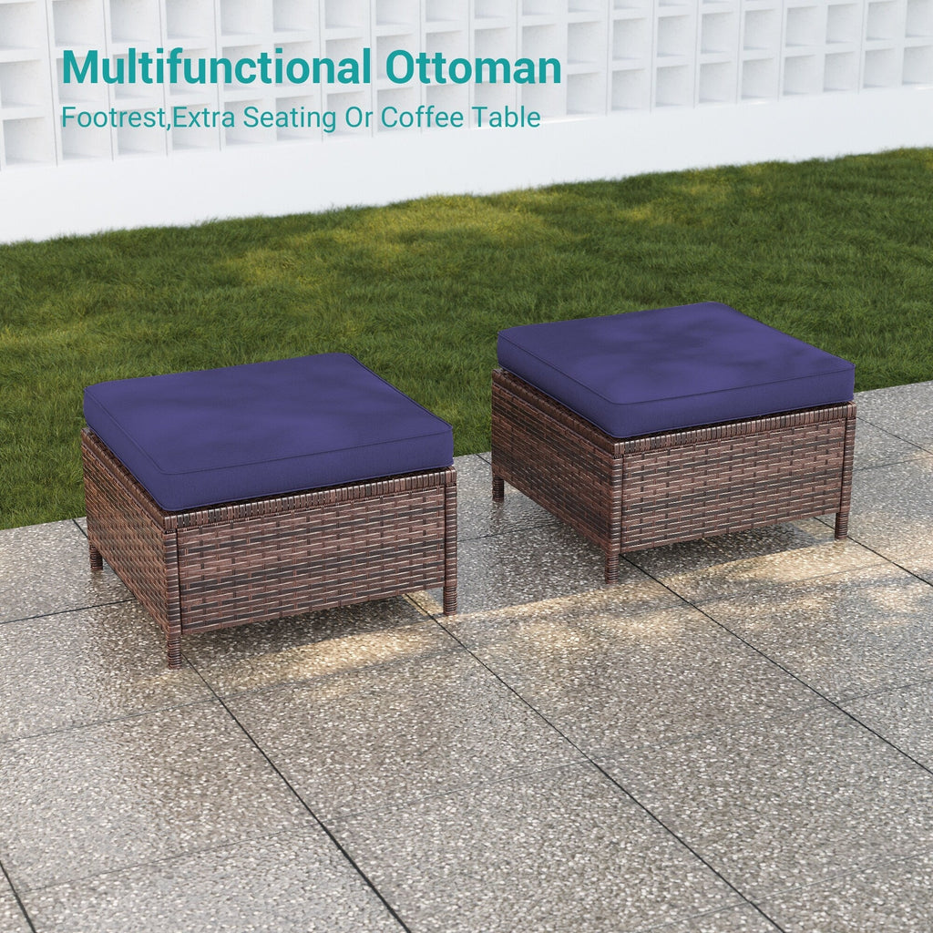 Ensemble de 8 fauteuils à bascule pivotants et sectionnels en osier marron LIVOOSUN