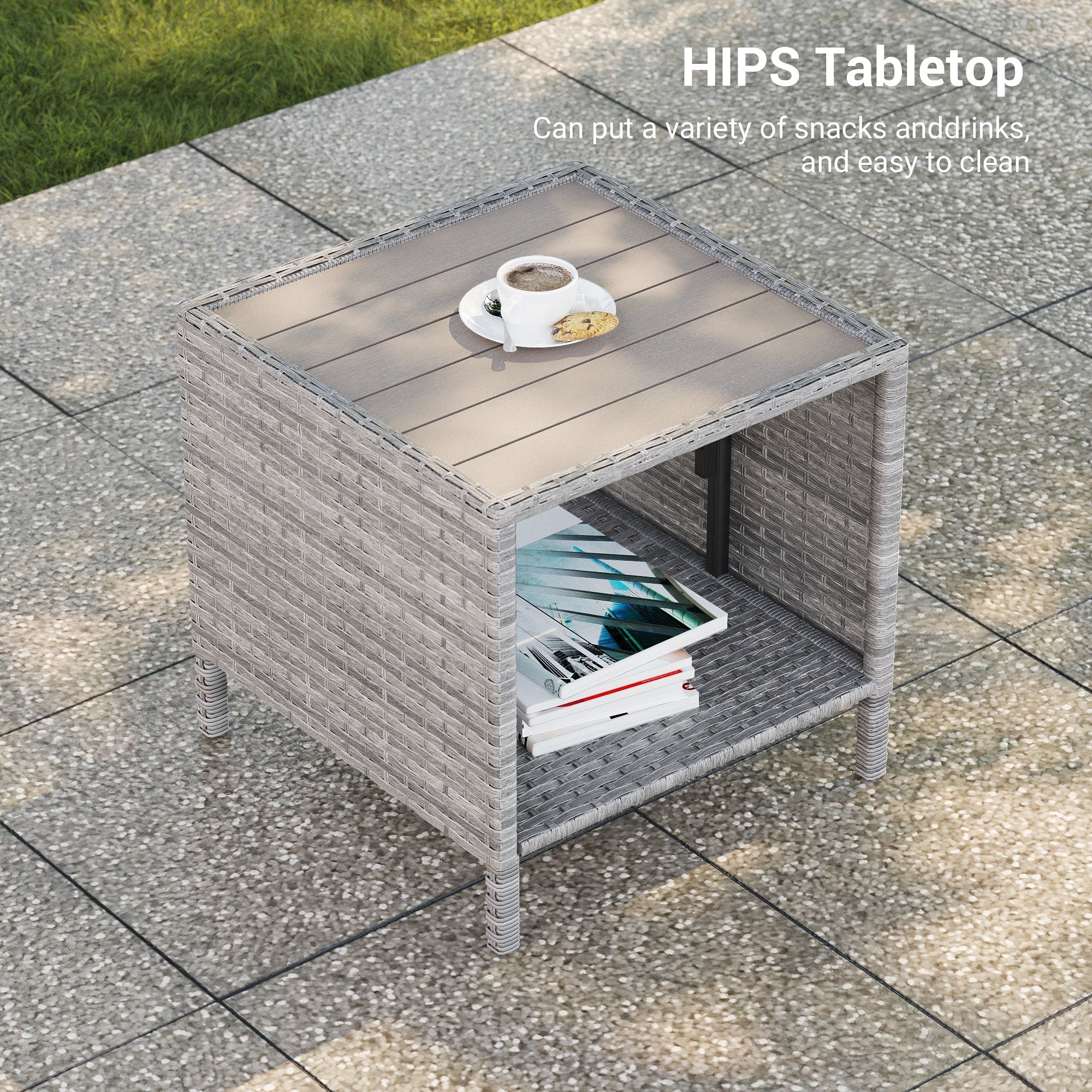 Ensemble de 9 canapés de jardin LIVOOSUN en osier PE gris, meubles d'extérieur, poufs et table