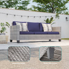 Ensemble de 9 canapés de jardin LIVOOSUN en osier PE gris, meubles d'extérieur, poufs et table