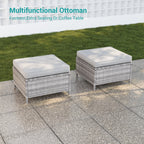 Ensemble de 9 canapés de jardin LIVOOSUN en osier PE gris, meubles d'extérieur, poufs et table