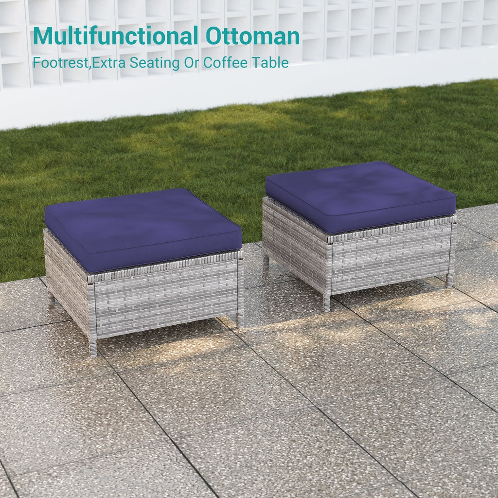 Ensemble de 9 canapés de jardin LIVOOSUN en osier PE gris, meubles d'extérieur, poufs et table