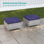 Ensemble de 9 canapés de jardin LIVOOSUN en osier PE gris, meubles d'extérieur, poufs et table