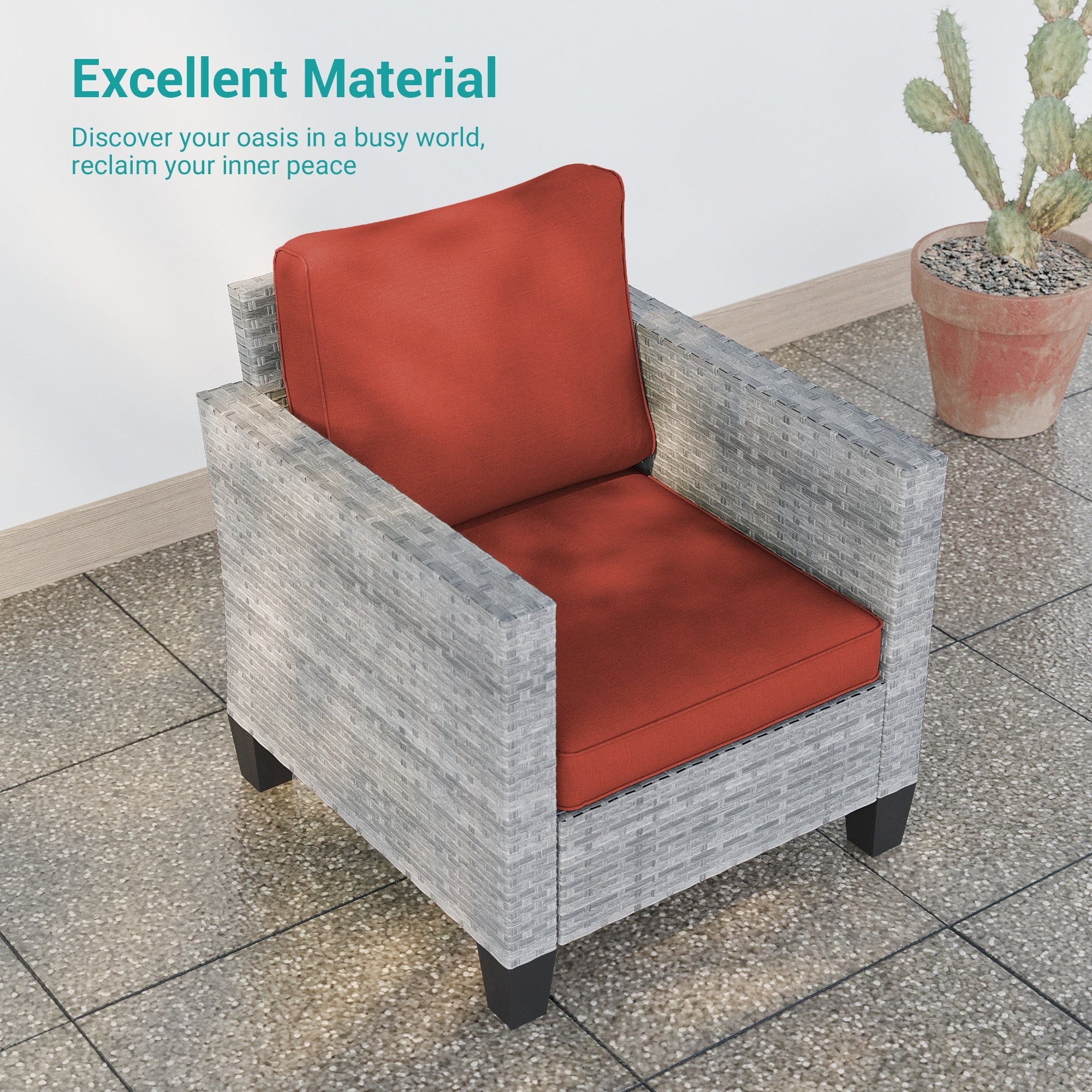 Ensemble de 9 canapés de jardin LIVOOSUN en osier PE gris, meubles d'extérieur, poufs et table