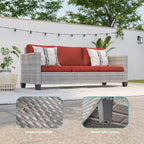 Ensemble de 9 canapés de jardin LIVOOSUN en osier PE gris, meubles d'extérieur, poufs et table