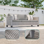 Ensemble de 9 canapés de jardin LIVOOSUN en osier PE gris, meubles d'extérieur, poufs et table