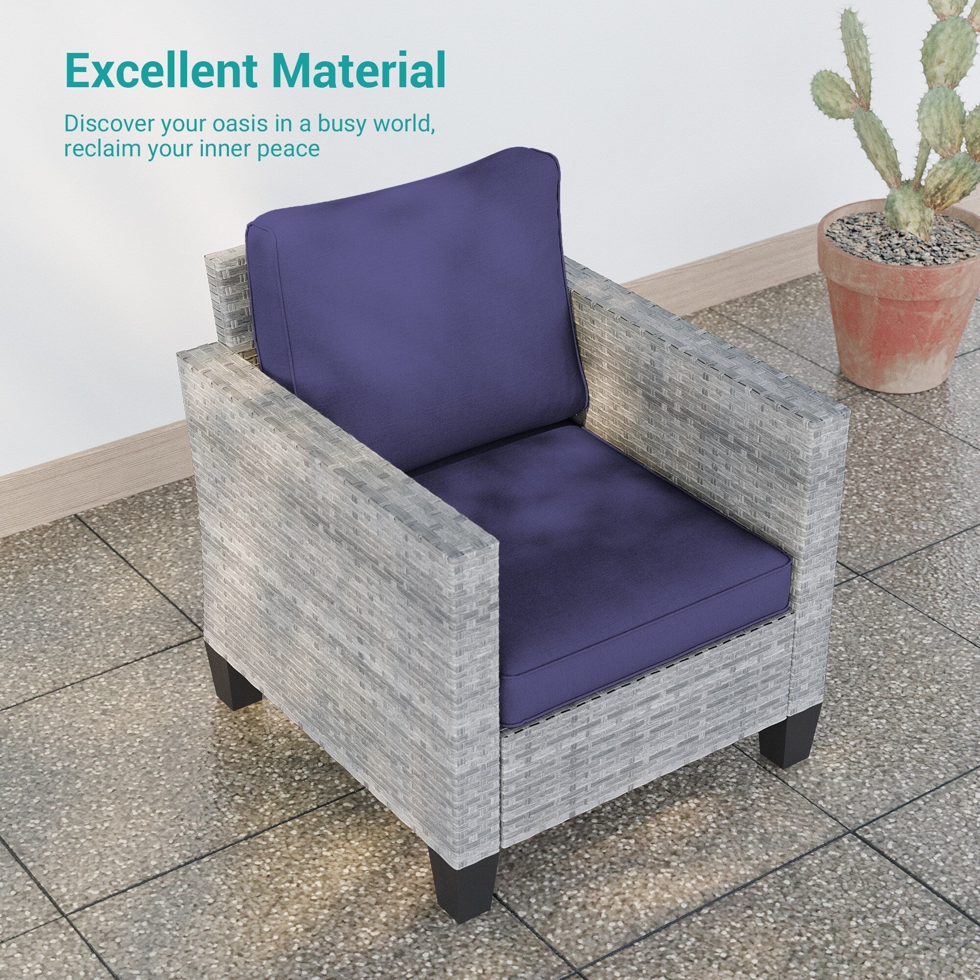 Ensemble de 9 canapés de jardin LIVOOSUN en osier PE gris, meubles d'extérieur, poufs et table