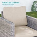 Ensemble de 9 canapés de jardin LIVOOSUN en osier PE gris, meubles d'extérieur, poufs et table