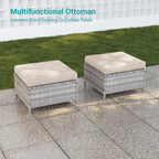 Ensemble de 9 canapés de jardin LIVOOSUN en osier PE gris, meubles d'extérieur, poufs et table
