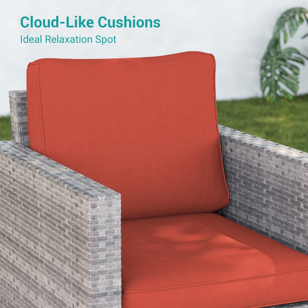 Ensemble de 9 canapés de jardin LIVOOSUN en osier PE gris, meubles d'extérieur, poufs et table