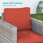 Ensemble de 9 canapés de jardin LIVOOSUN en osier PE gris, meubles d'extérieur, poufs et table