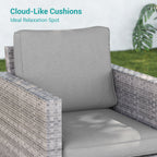 Ensemble de 9 canapés de jardin LIVOOSUN en osier PE gris, meubles d'extérieur, poufs et table