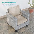 Ensemble de 9 canapés de jardin LIVOOSUN en osier PE gris, meubles d'extérieur, poufs et table