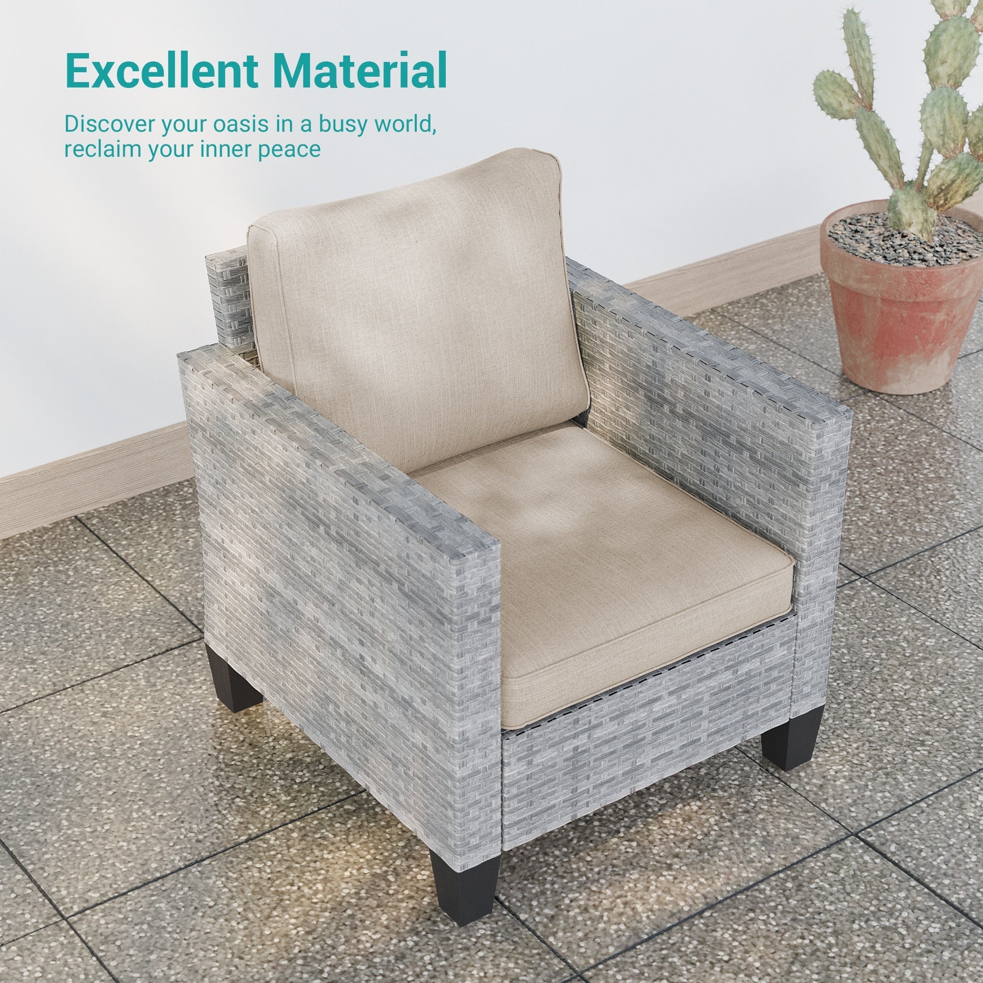 Ensemble de 9 canapés de jardin LIVOOSUN en osier PE gris, meubles d'extérieur, poufs et table