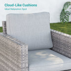 Ensemble de 9 canapés de jardin LIVOOSUN en osier PE gris, meubles d'extérieur, poufs et table