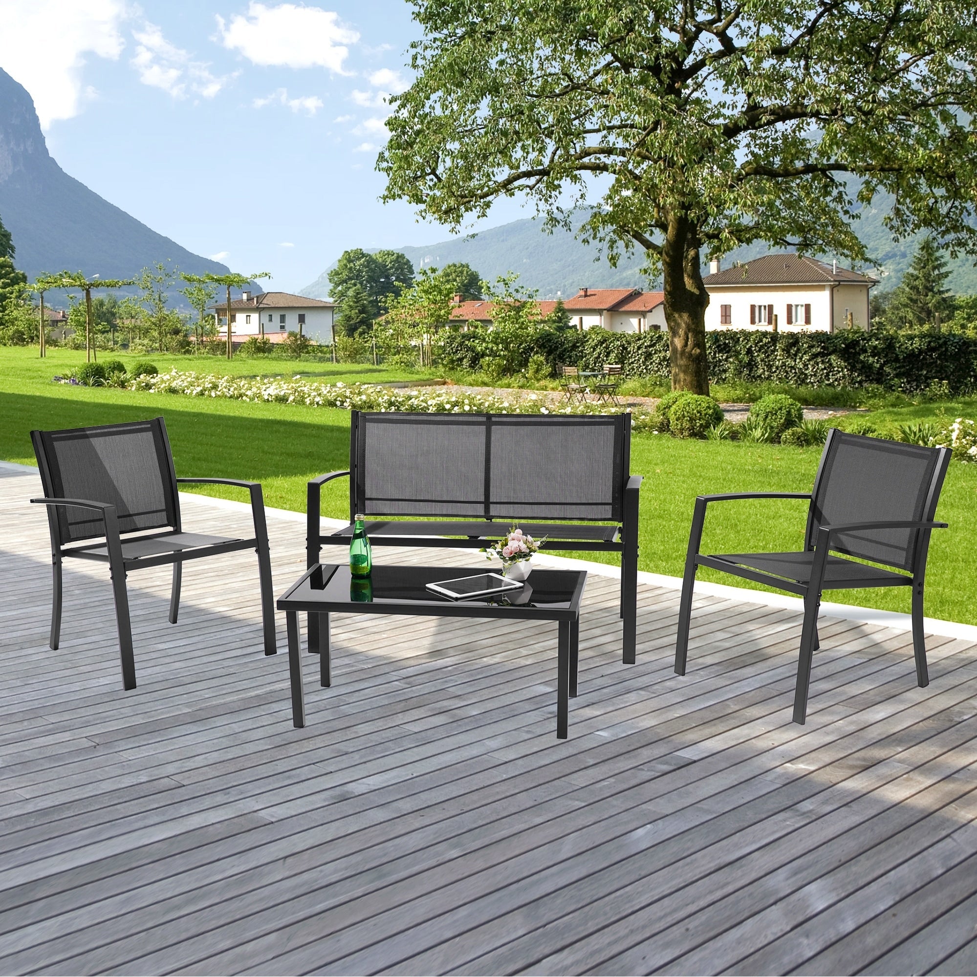 Ensemble de conversation LIVOOSUN Patio 4 pièces en textilène avec table basse