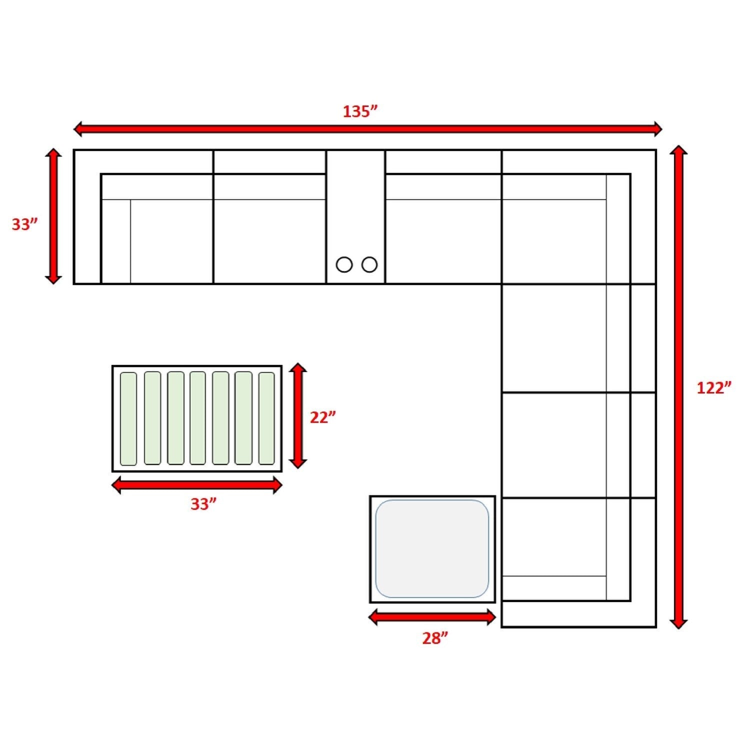 Ensemble de sièges sectionnels LSI 10 pièces
