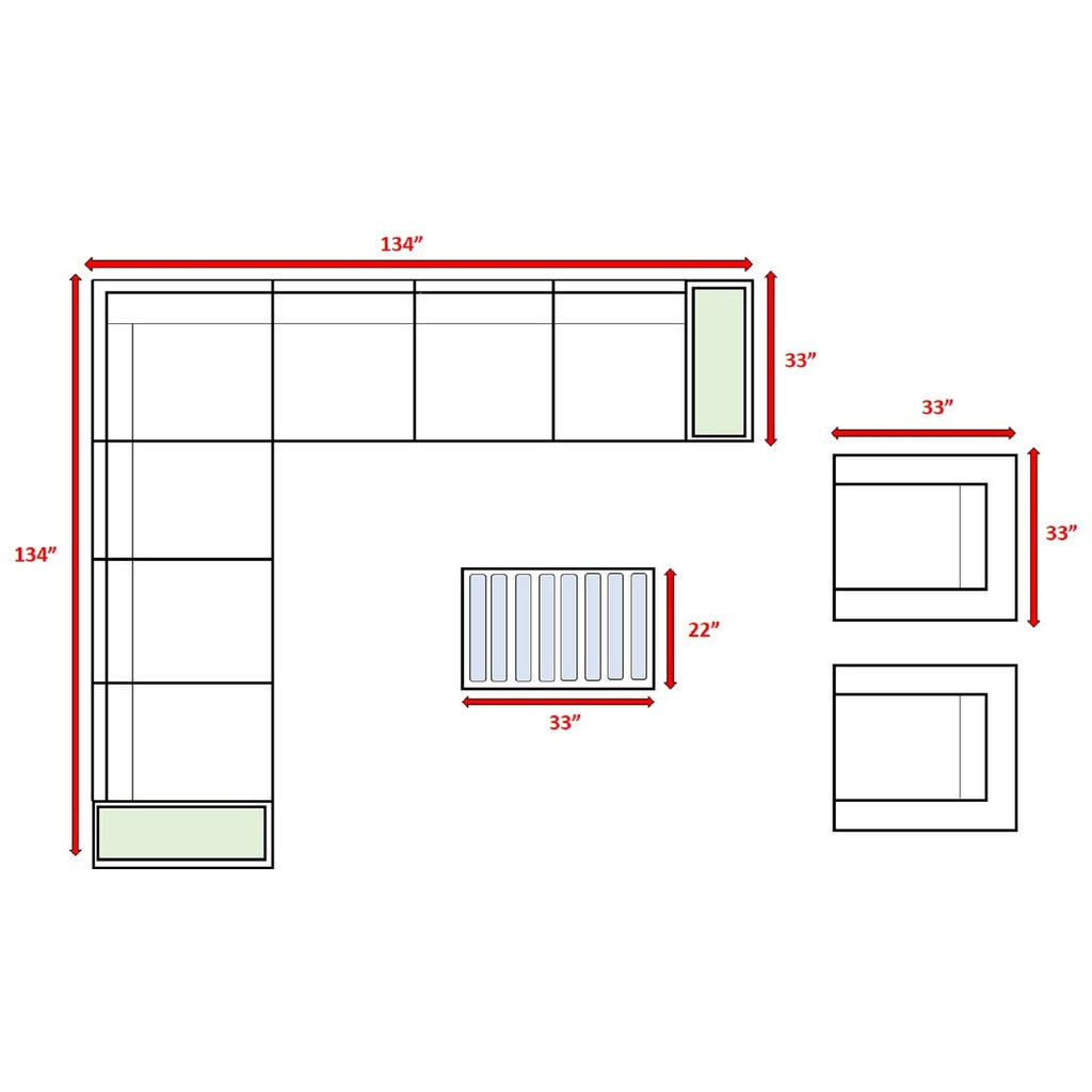 Ensemble de 12 sièges sectionnels en rotin LSI avec coussins