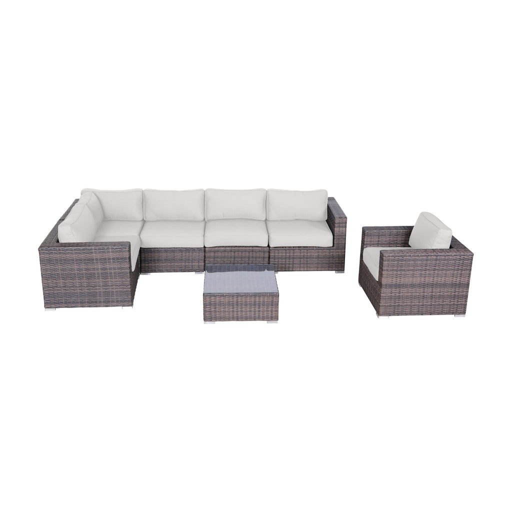 Ensemble de 7 sièges sectionnels en rotin Sunbrella avec coussins LSI