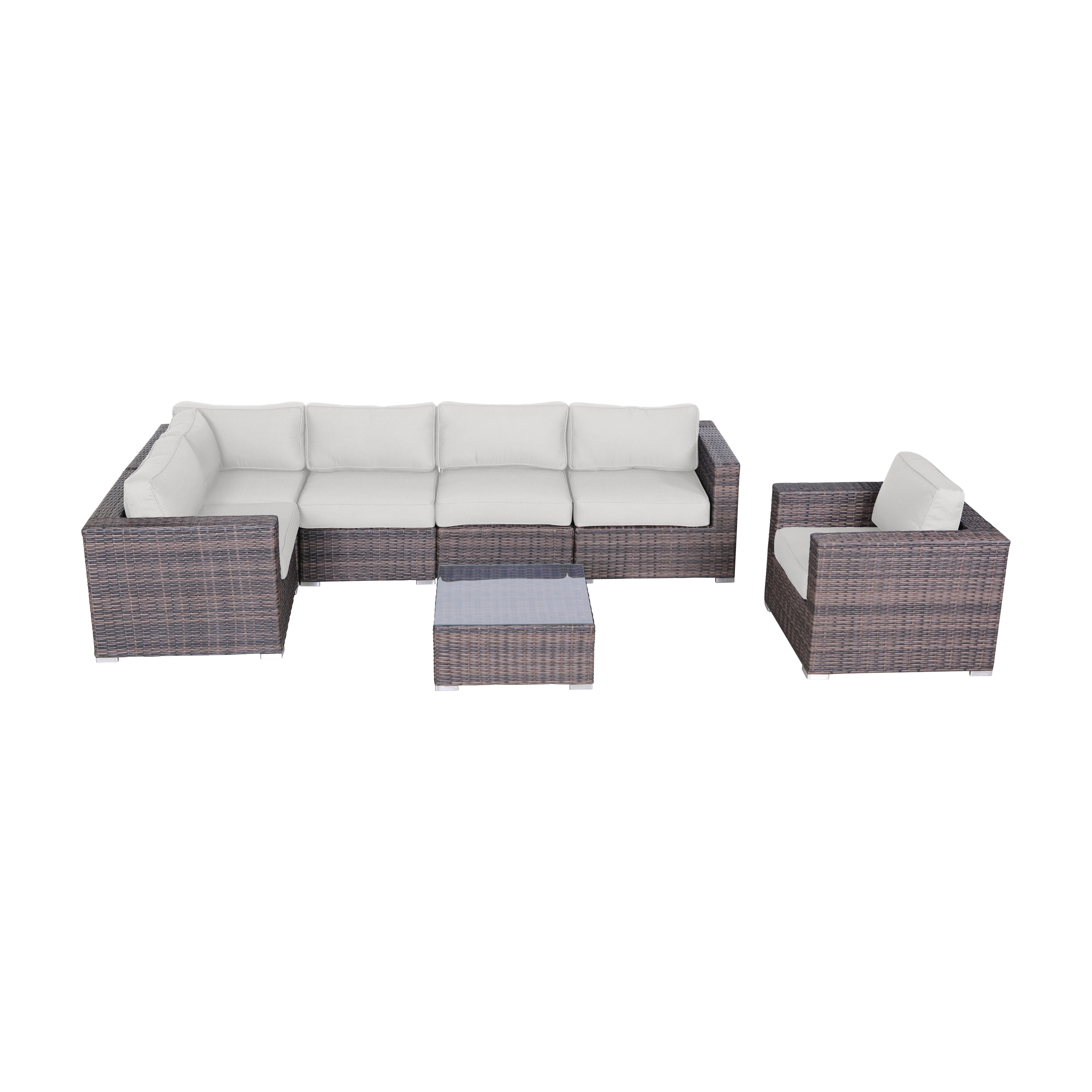 Ensemble de 7 sièges sectionnels en rotin Sunbrella avec coussins LSI