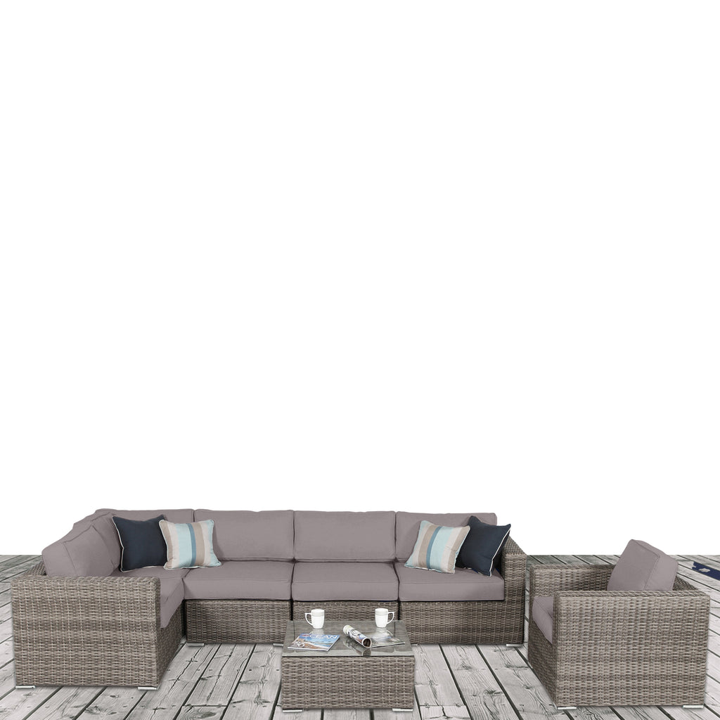 Ensemble de 7 sièges sectionnels en rotin Sunbrella avec coussins LSI