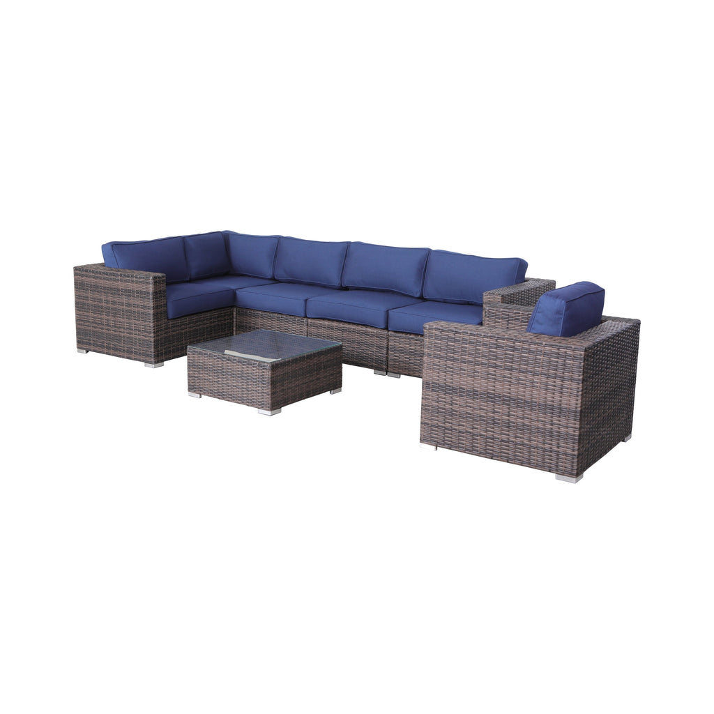 Ensemble de 7 sièges sectionnels en rotin Sunbrella avec coussins LSI