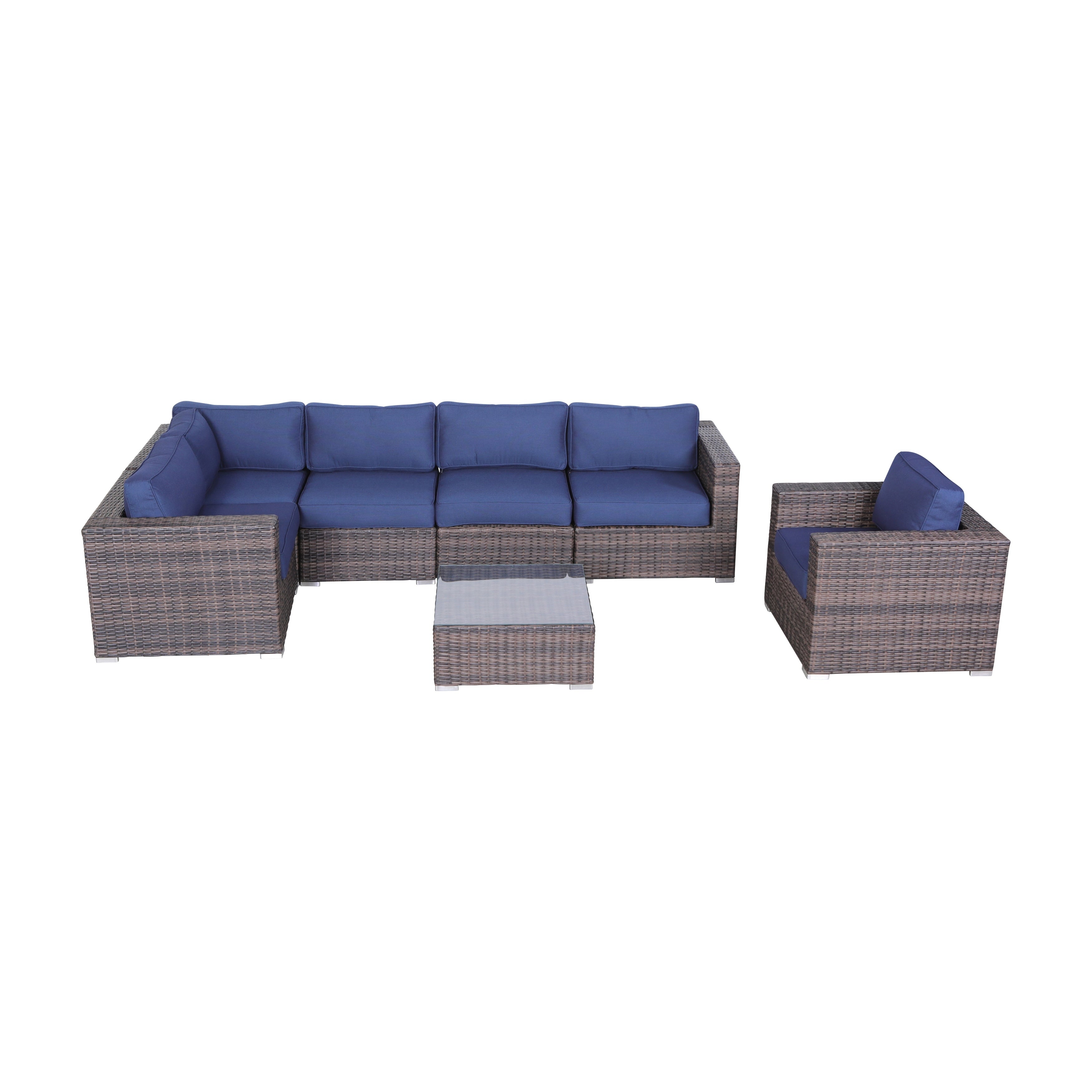Ensemble de 7 sièges sectionnels en rotin Sunbrella avec coussins LSI