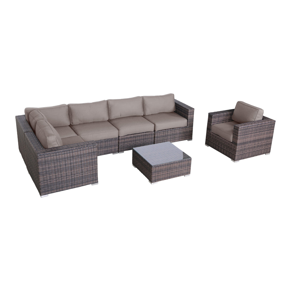Ensemble de 7 sièges sectionnels en rotin Sunbrella avec coussins LSI