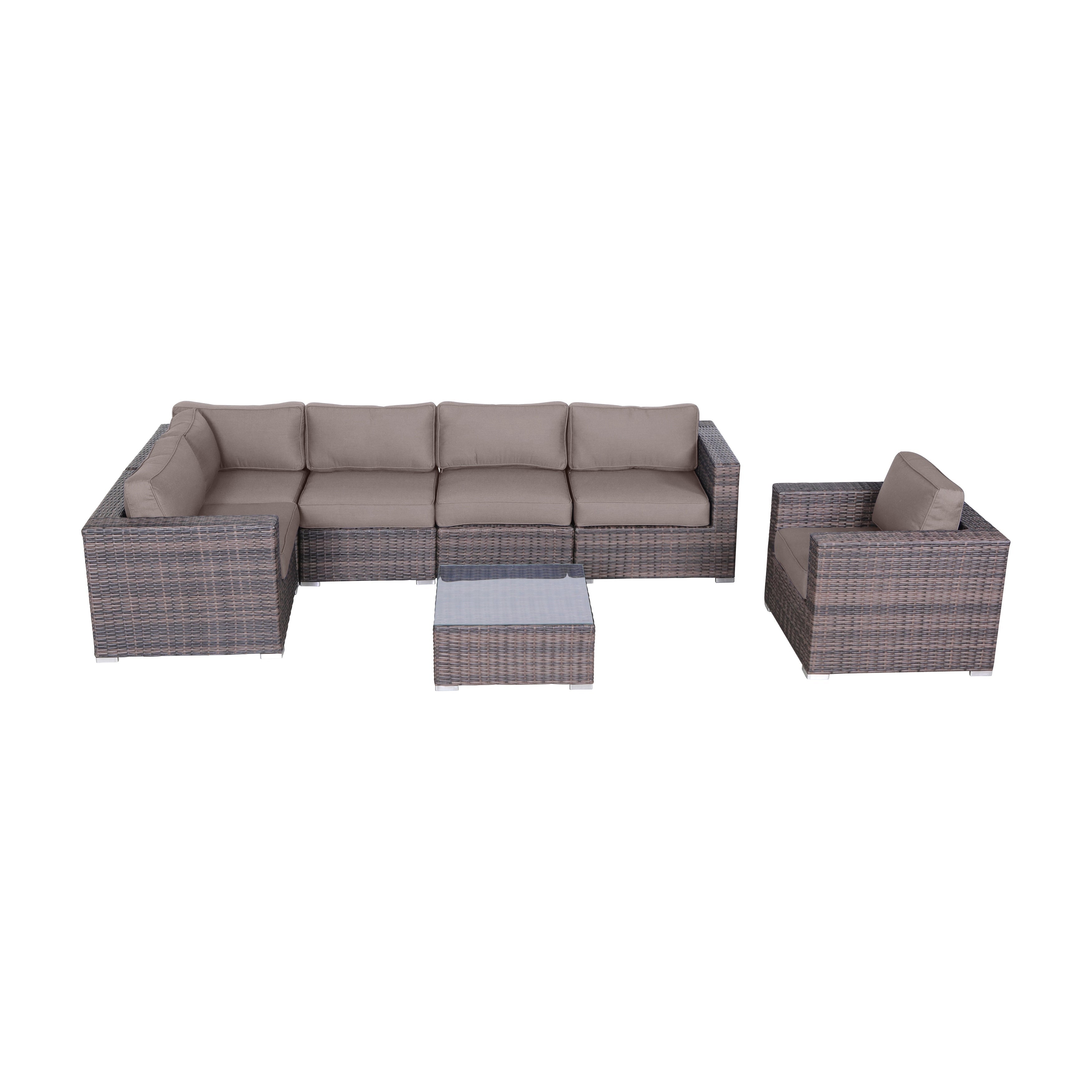 Ensemble de 7 sièges sectionnels en rotin Sunbrella avec coussins LSI