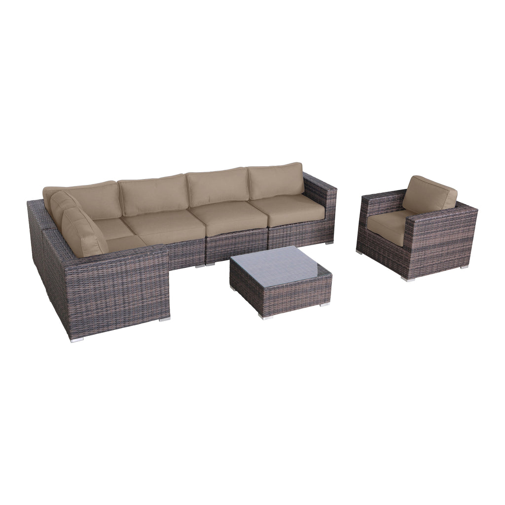 Ensemble de 7 sièges sectionnels en rotin Sunbrella avec coussins LSI