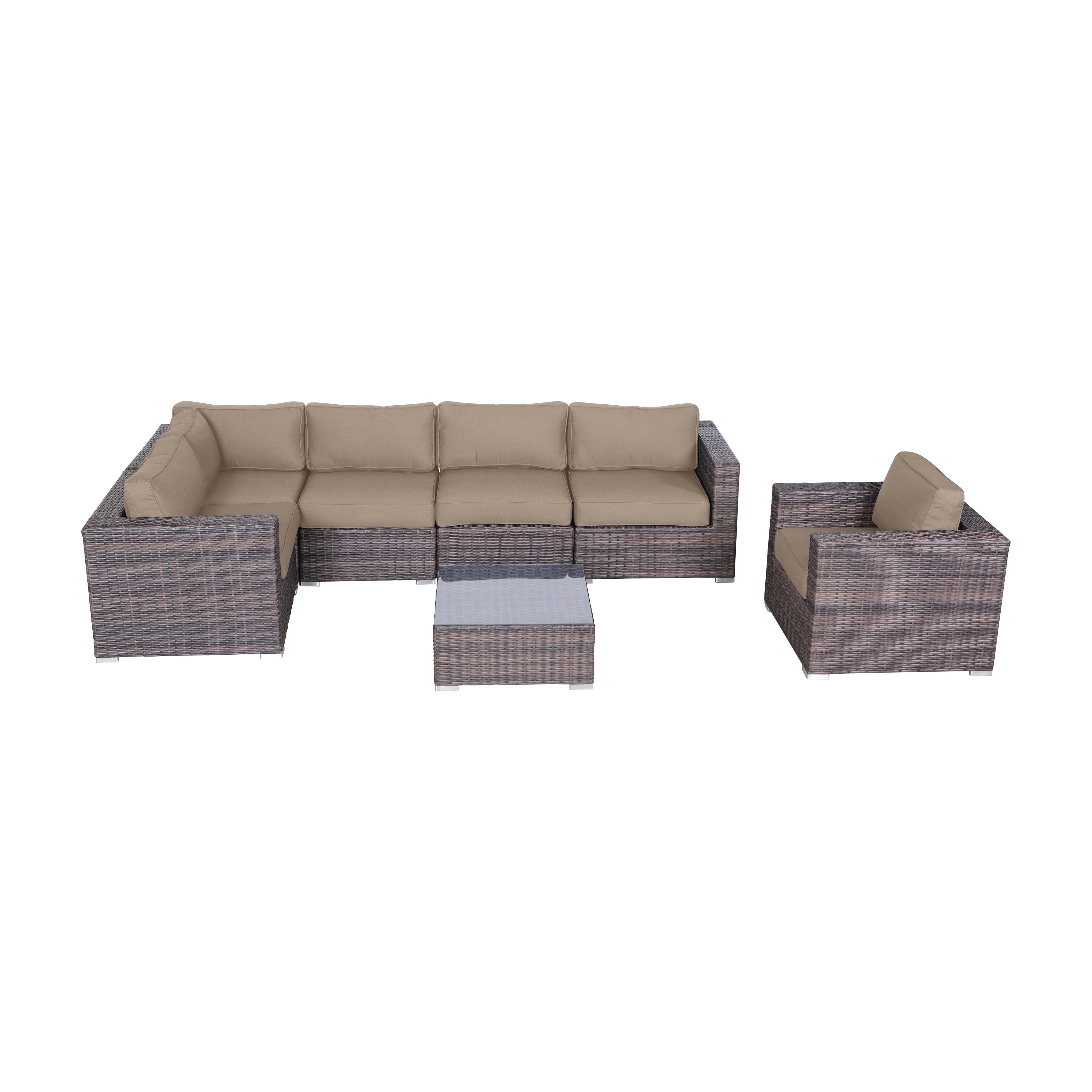 Ensemble de 7 sièges sectionnels en rotin Sunbrella avec coussins LSI