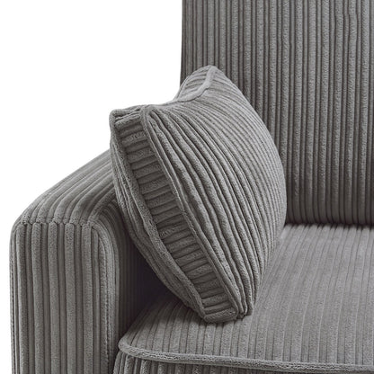 Canapé 3 places rectangulaire en velours côtelé LUE BONA 81, moderne, rembourré, en polyester, avec base en bois, pour salon