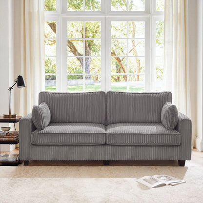 Canapé 3 places rectangulaire en velours côtelé LUE BONA 81, moderne, rembourré, en polyester, avec base en bois, pour salon