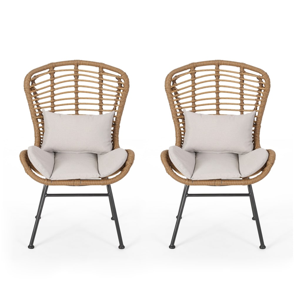 Fauteuils club d'extérieur en osier La Habra (lot de 2) par Christopher Knight Home